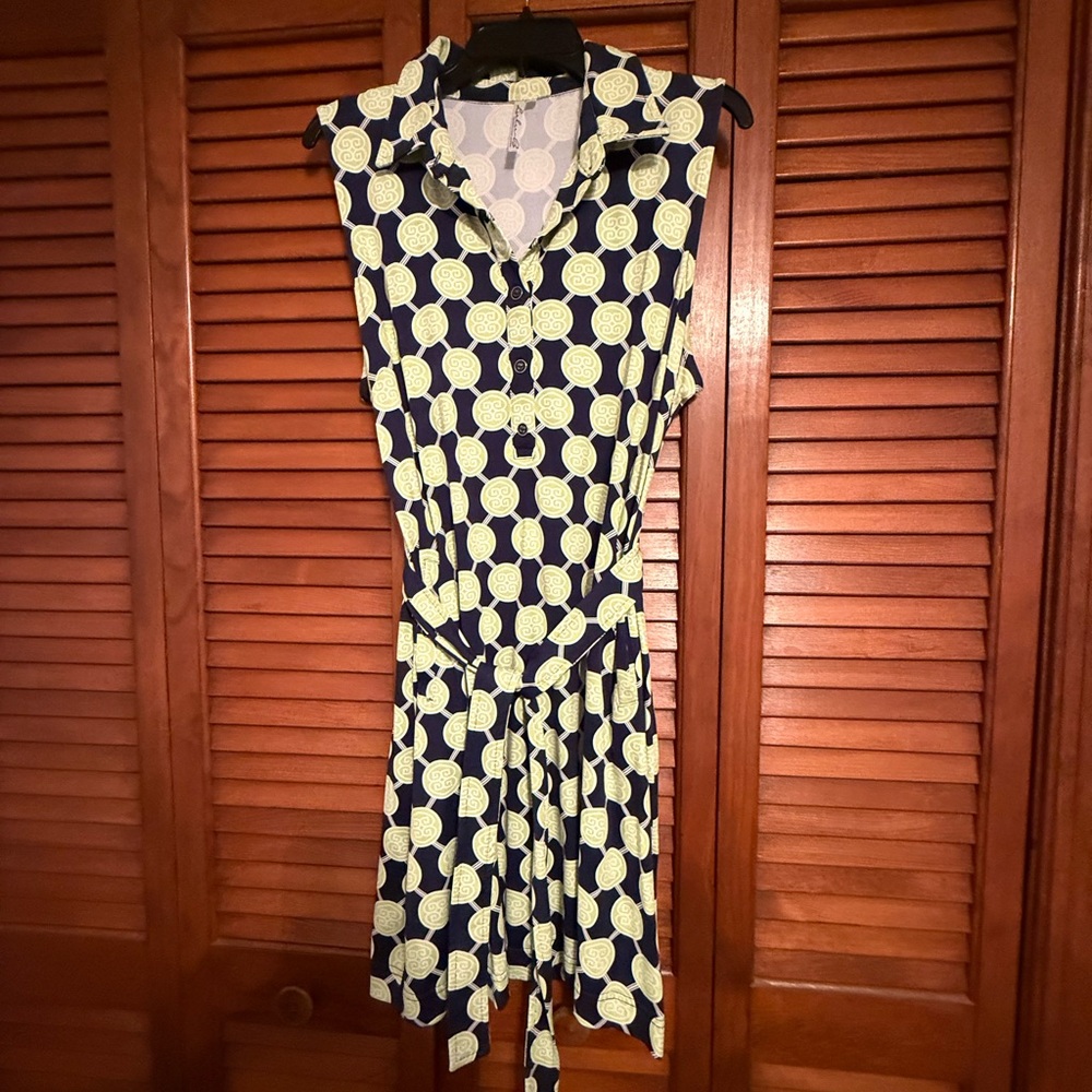 Lulu-B Navy and Green Circle Mini Dress / SPF Material